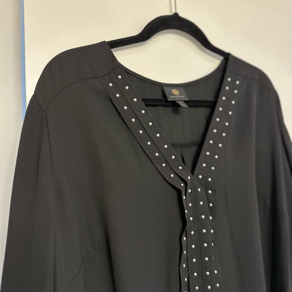 JM COLLECTION | Bnwt black chiffon shirt - Picture 4 of 7